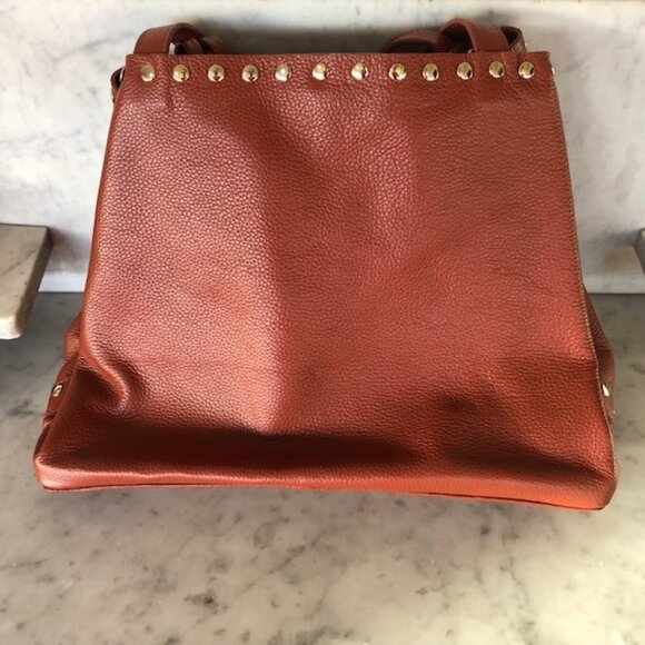 LAGGO Remy British Tan Leather Gold Studded Tassel Tote Bag NWOT - Picture 13 of 17